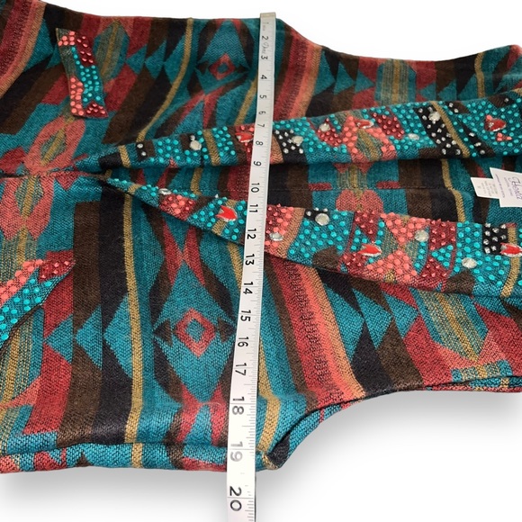 Vintage Herta Western Aztec Shawl Collar Vest Woman’s Medium Cotton Made In USA - Picture 6 of 8
